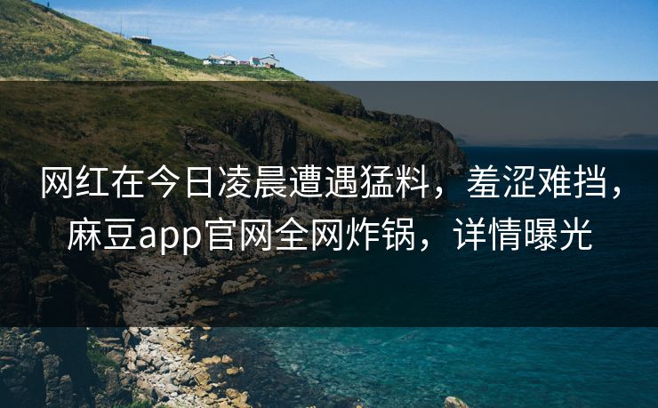 网红在今日凌晨遭遇猛料,羞涩难挡,麻豆app官网全网炸锅,详情曝光 网红在今日凌晨遭遇猛料,羞涩难挡,麻豆app官网全网炸锅,详情曝光