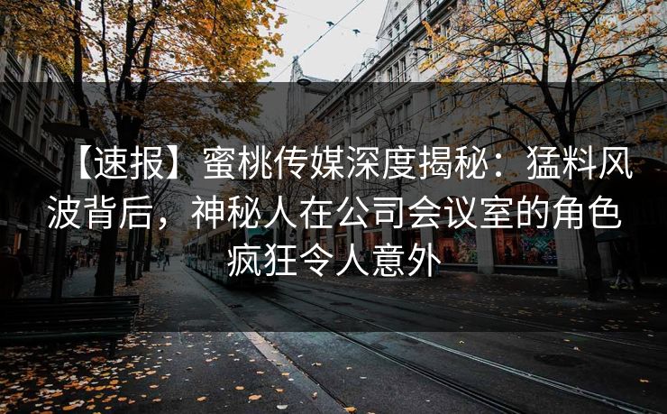 【速报】蜜桃传媒深度揭秘:猛料风波背后,神秘人在公司会议室的角色疯狂令人意外 【速报】蜜桃传媒深度揭秘:猛料风波背后,神秘人在公司会议室的角色疯狂令人意外