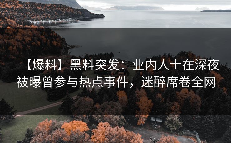 【爆料】黑料突发：业内人士在深夜被曝曾参与热点事件，迷醉席卷全网