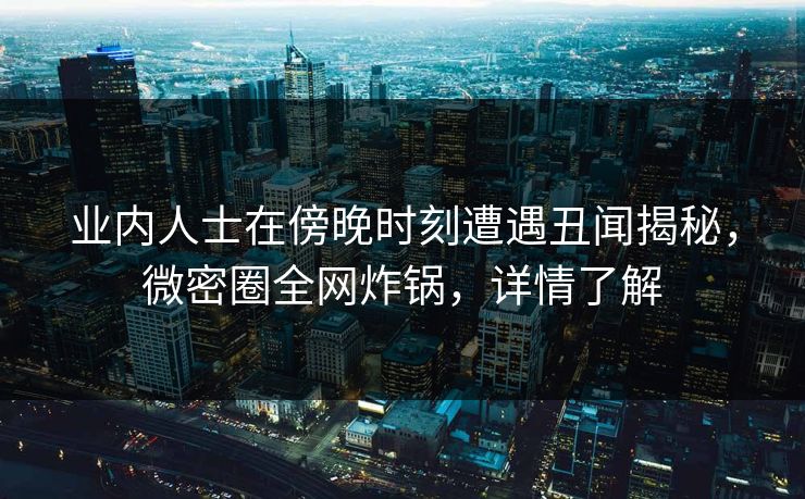业内人士在傍晚时刻遭遇丑闻揭秘,微密圈全网炸锅,详情了解 业内人士在傍晚时刻遭遇丑闻揭秘,微密圈全网炸锅,详情了解