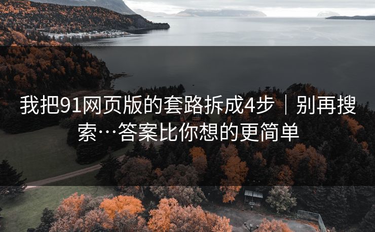 我把91网页版的套路拆成4步｜别再搜索…答案比你想的更简单
