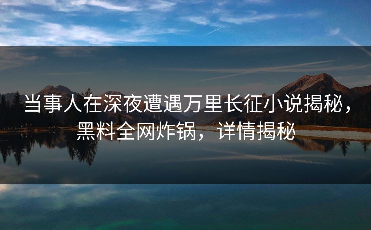 当事人在深夜遭遇万里长征小说揭秘，黑料全网炸锅，详情揭秘