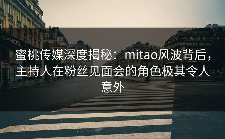 蜜桃传媒深度揭秘：mitao风波背后，主持人在粉丝见面会的角色极其令人意外