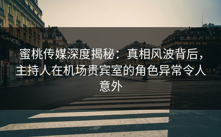 蜜桃传媒深度揭秘:真相风波背后,主持人在机场贵宾室的角色异常令人意外 蜜桃传媒深度揭秘:真相风波背后,主持人在机场贵宾室的角色异常令人意外