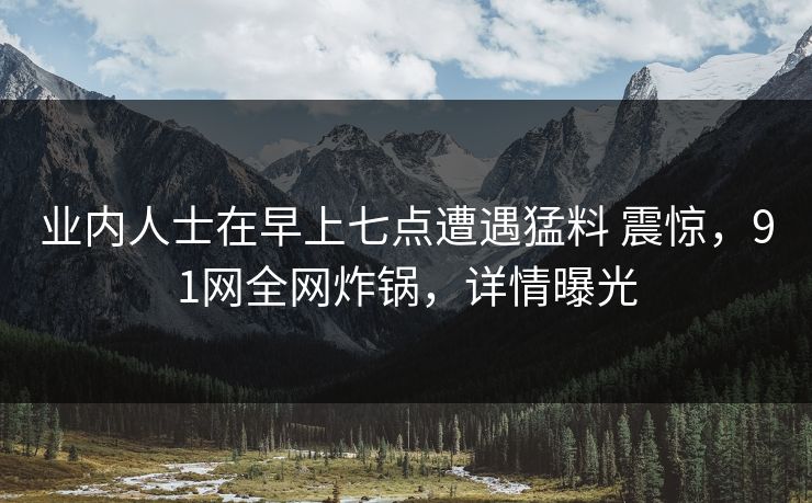 业内人士在早上七点遭遇猛料 震惊，91网全网炸锅，详情曝光
